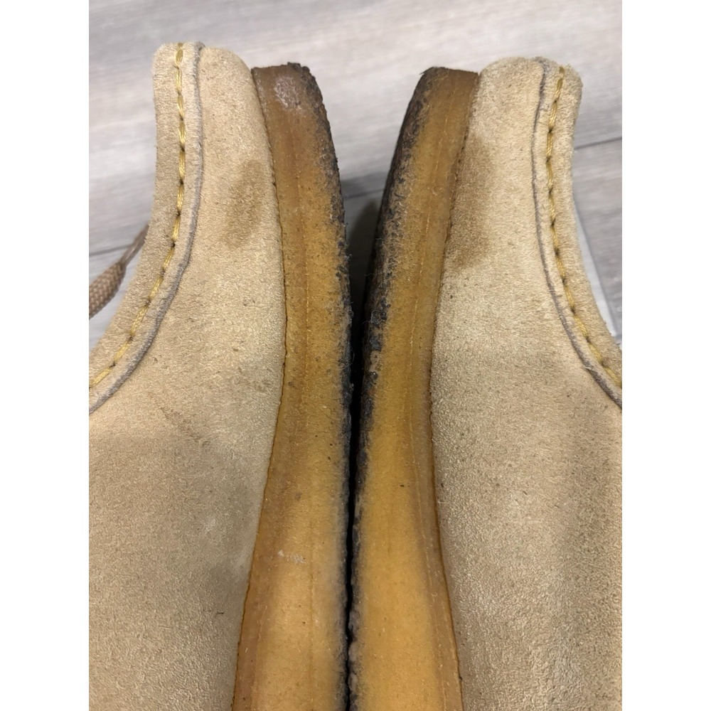 Clarks Originals Shoes Wm 7M Wallabee Tan Suede Moccasin Laofers Lace Boho - Picture 9 of 11